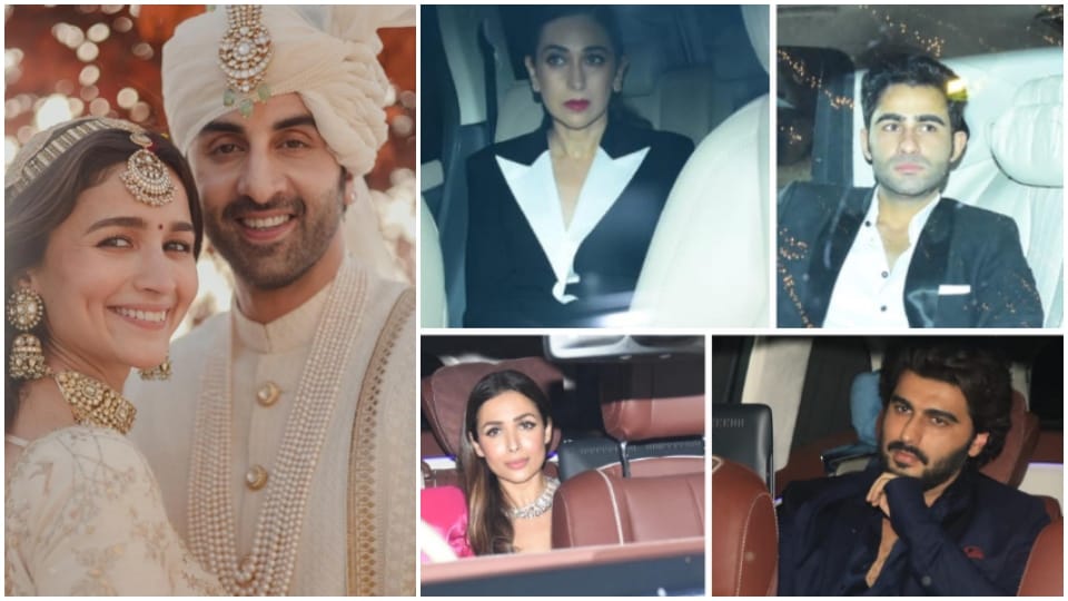 Alia Bhatt Ranbir Kapoor Reception neetu kapoor riddhima kareena and karan johar join party