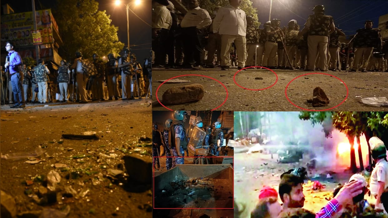 Delhi Jahangirpuri Violence Brick, glass and stone were scattered on the road for 500 meters see photos