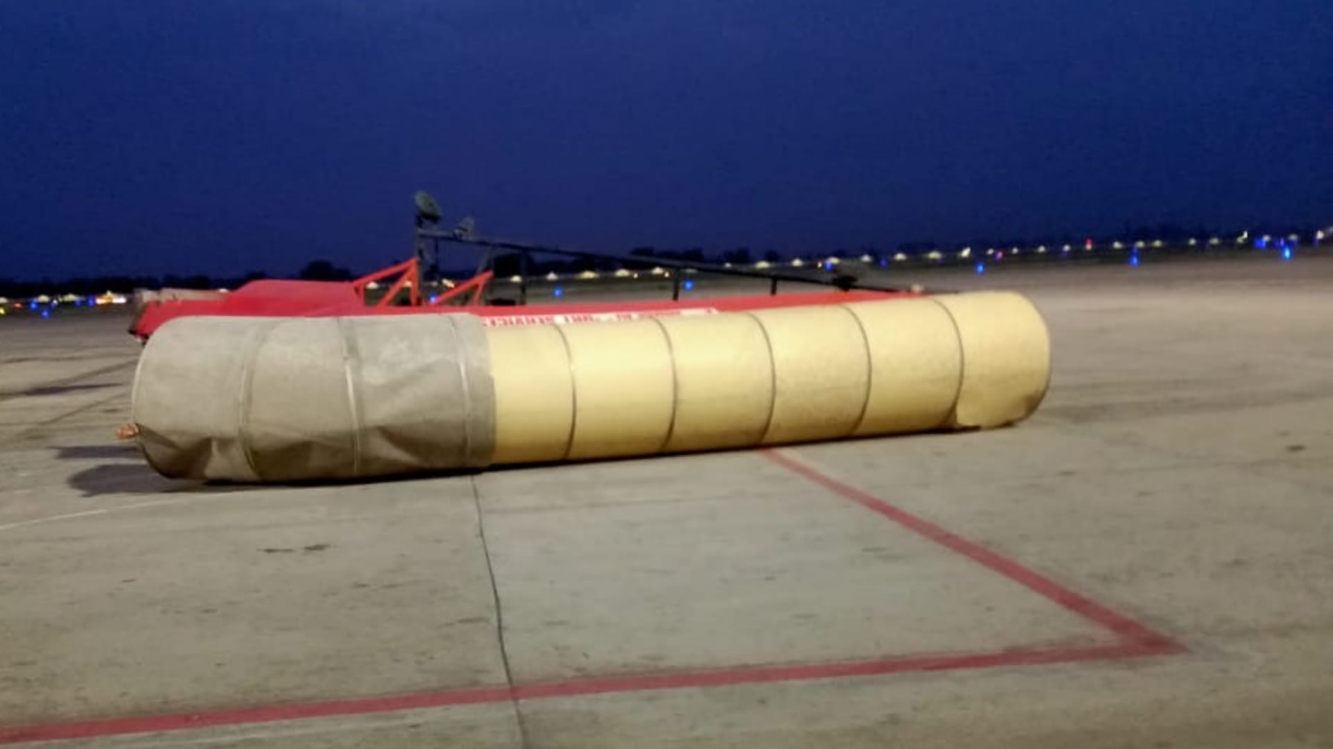 Step ladder of plane falls down on Lucknow airport.