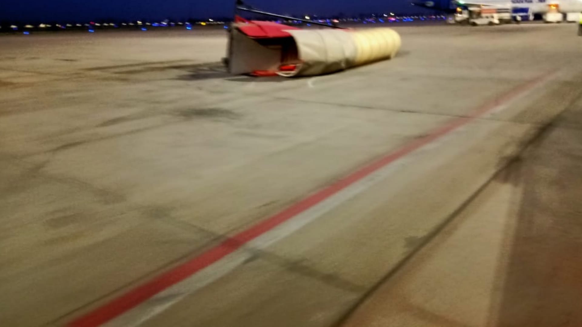 Step ladder of plane falls down on Lucknow airport.