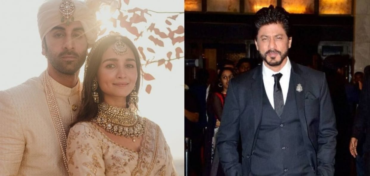 Shahrukh khan arrives at ranbir kapoor alia bhatt reception party watch video
