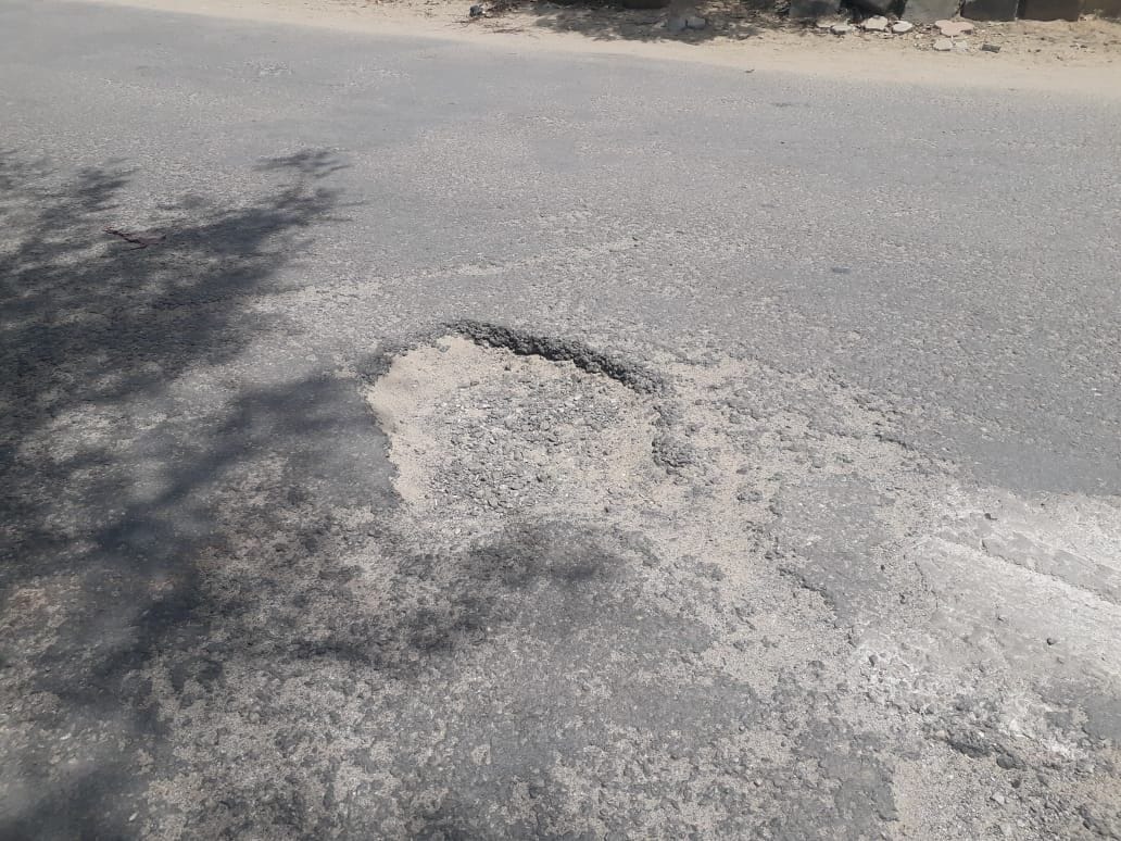 There are potholes on the roads of Sector-4, people are getting upset
