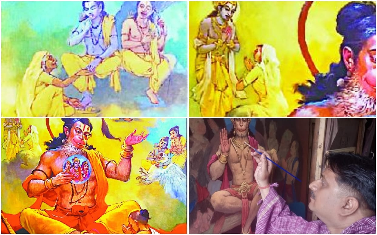 first time in varanasi Painting based on chaupais of Hanuman Chalisa is being prepared in Kashi see in pictures