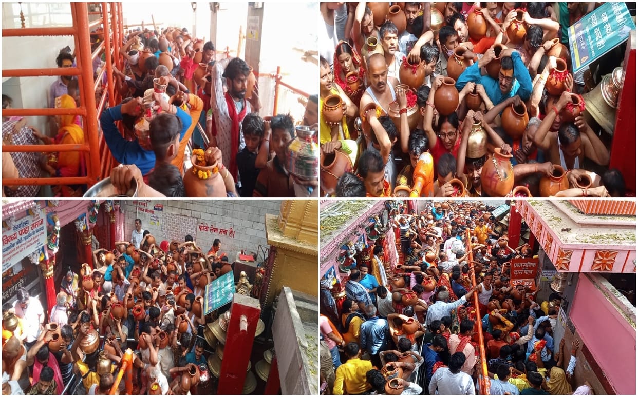 Maa vindhyachal temple cleaned Washing by gangajal in mirzapur Centuries old tradition of this Ghatabhishek