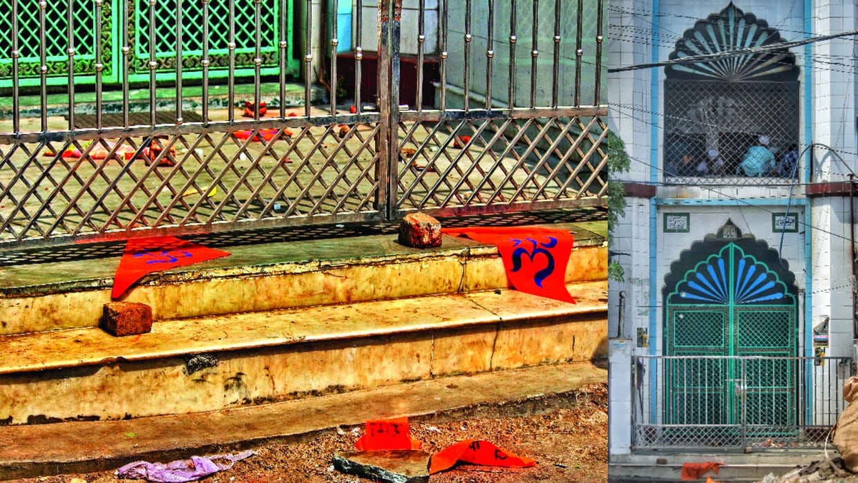 Delhi Jahangirpuri Violence Mischievous elements tried to put saffron flag inside the masjid by jumping door