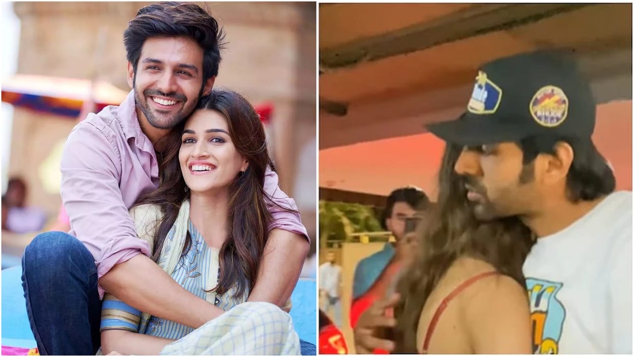 Social media: dating rumors spark after Kartik Aaryan and Kriti Sanon were seen hugging each other at the airport after returning from  Mauritius