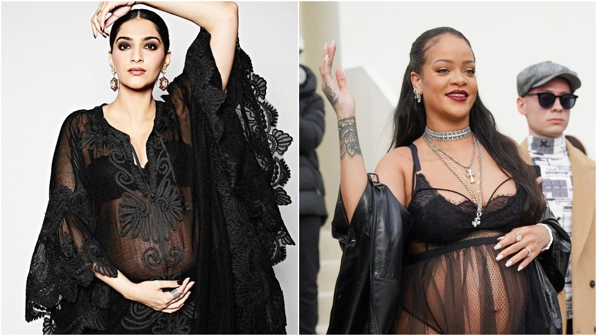 Sonam Kapoor shared pictures flaunting baby bump on instagram the actress looked beautiful in black outfit
