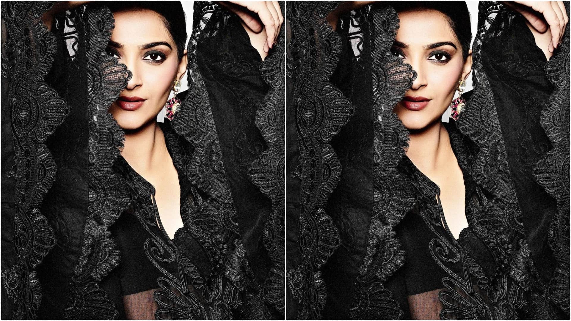 Sonam Kapoor shared pictures flaunting baby bump on instagram the actress looked beautiful in black outfit