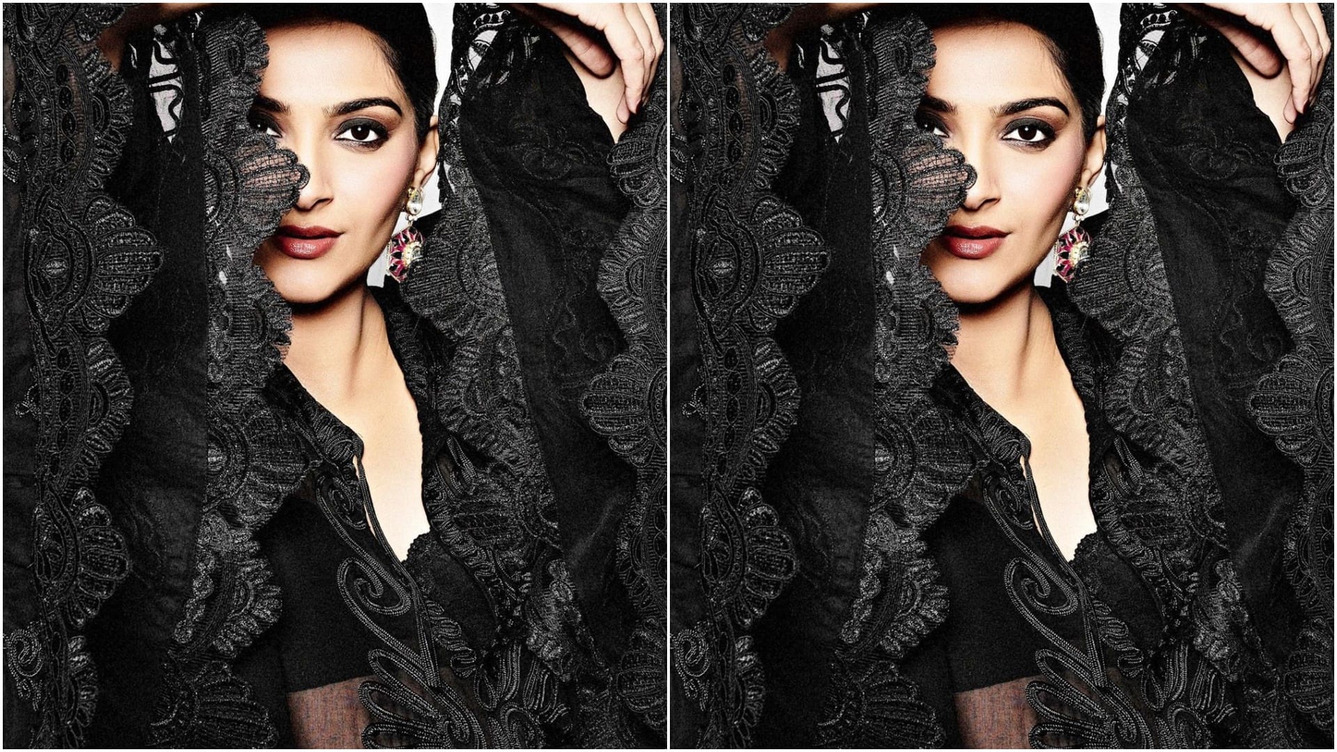 Sonam Kapoor shared pictures flaunting baby bump on instagram the actress looked beautiful in black outfit
