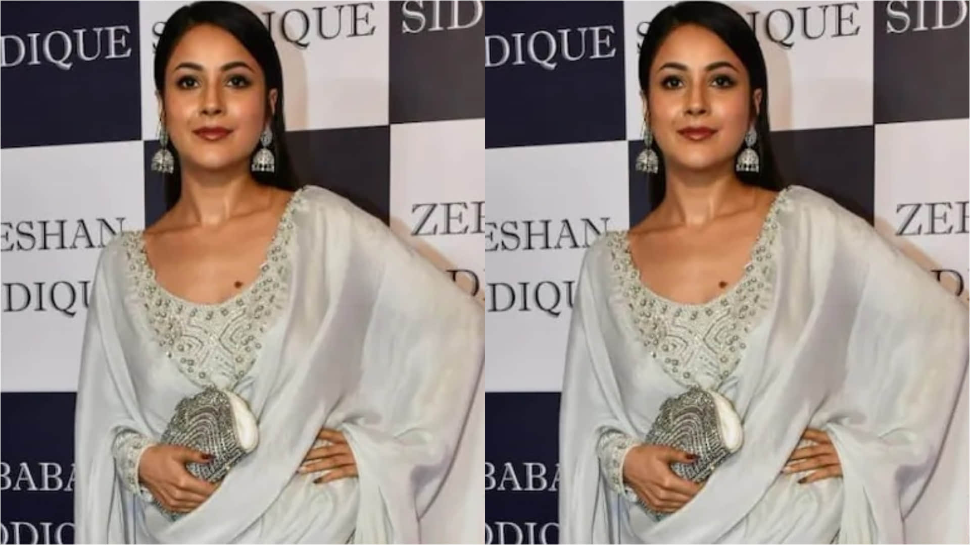 shehnaaz gill in grey patiala suit for baba siddique iftar party