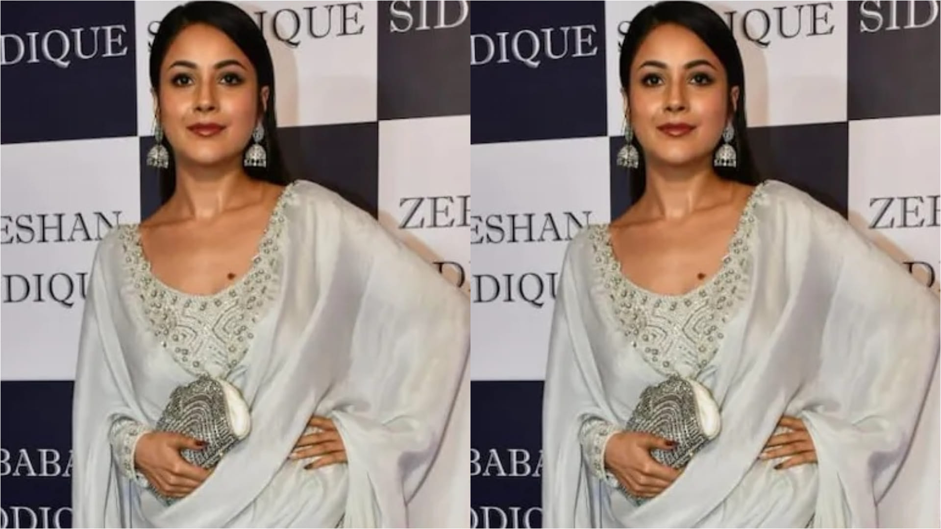 shehnaaz gill in grey patiala suit for baba siddique iftar party