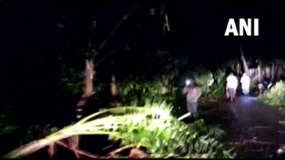 Two dead and at least 50 injured in a cyclone in Moamari Gram Panchayat West Bengal