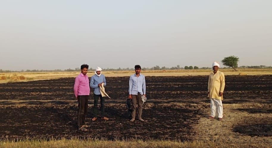 Houses of three houses burnt, buffalo died, two cows were scorched