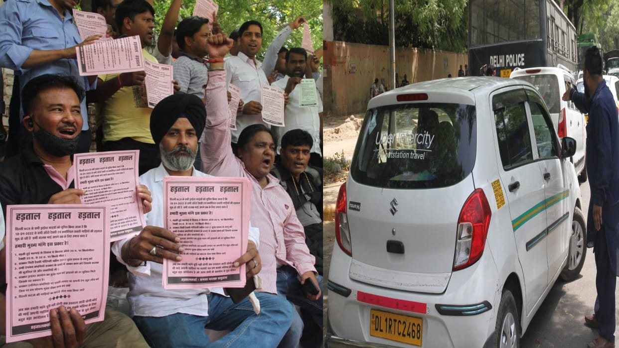 Delhi auto taxi strike most of the unions call of strike except sarvodaya group which link OLA UBER app based cabs