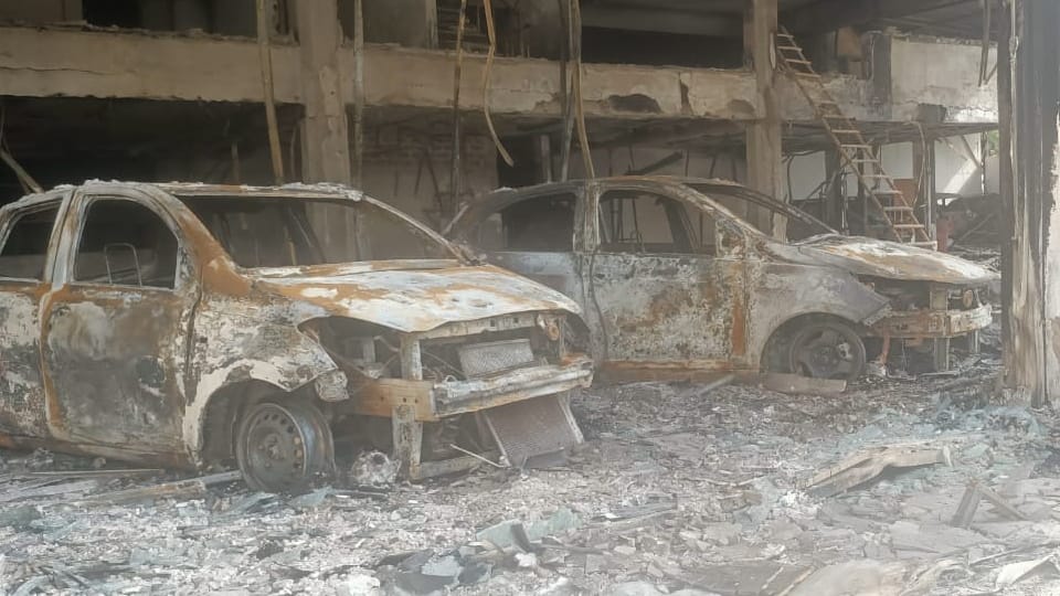 Fire broke out at car showroom in Rewari