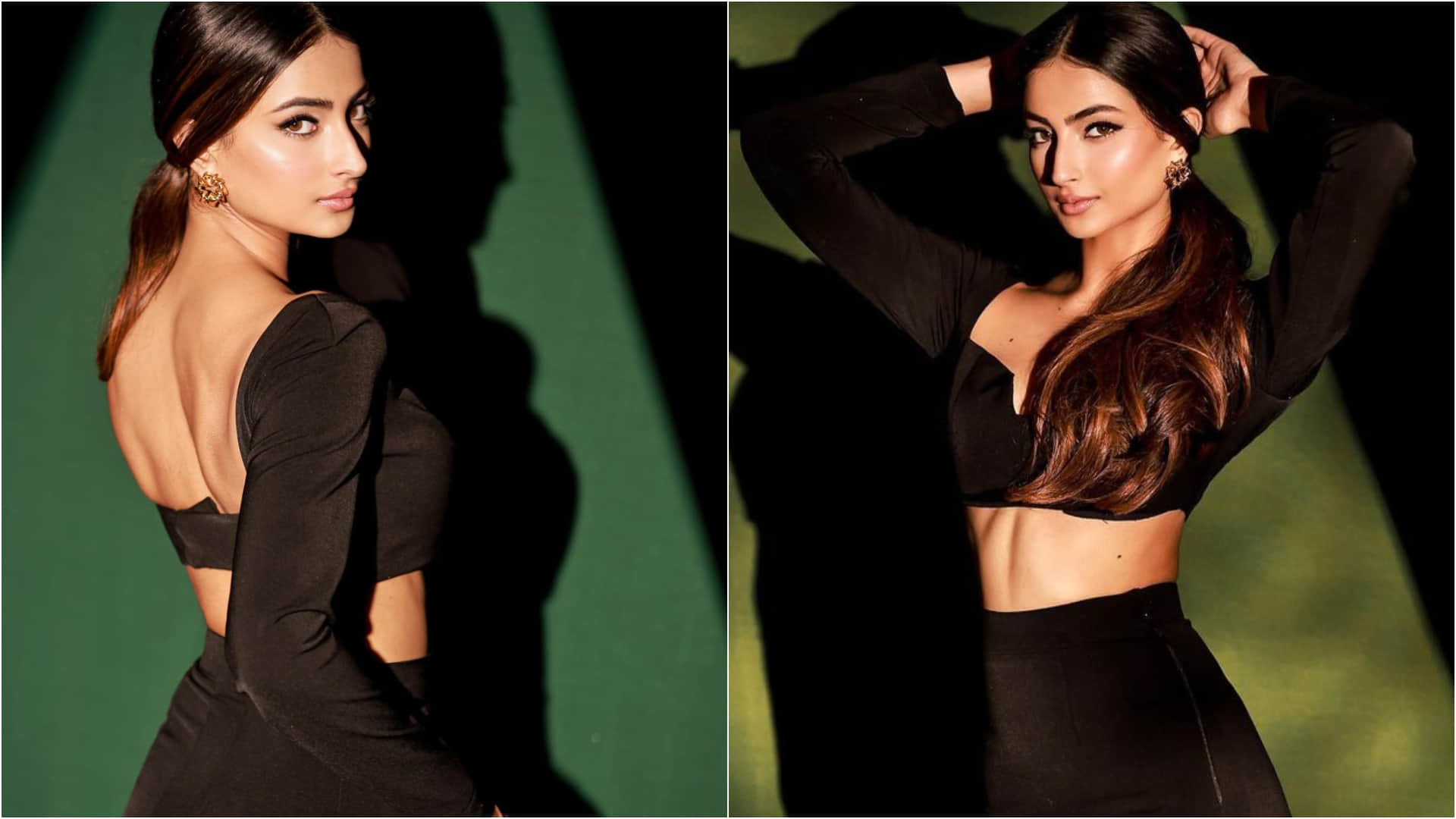 palak tiwari look bold and sizzling in black tight fitting dress