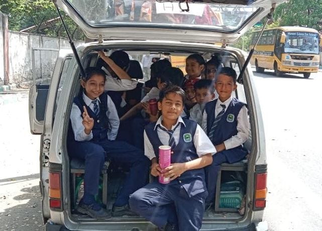 Challan of five school buses for irregularities