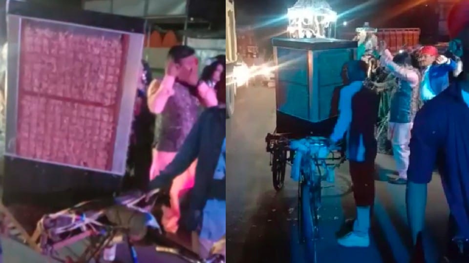 Cool procession out in Tikamgarh: For the sake of the dancing baraatis, the coolers run together so that the heat does not take