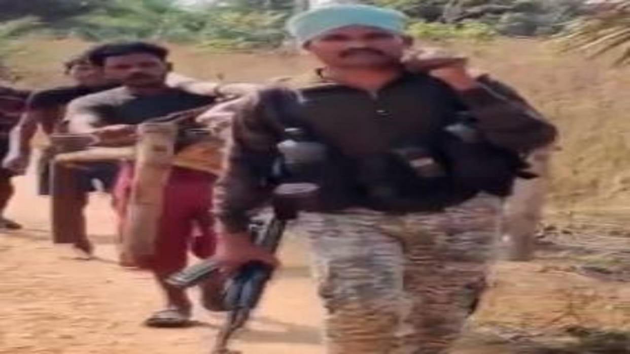 DRG force personnel picked up the pregnant woman on the cot and took her to the hospital In Dantewada