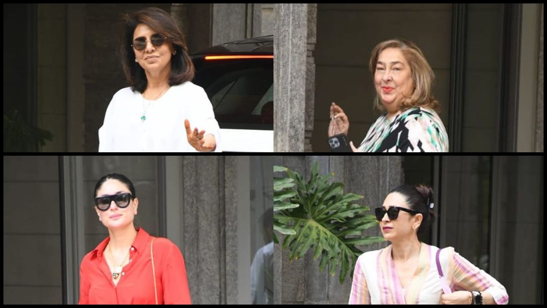 Kareena Karishma kapoor Saif Ali khan Neetu kapoor spotted at randhir Kapoor residence for babita kapoor birthday celebration