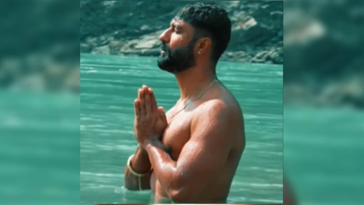 Vicky kaushal takes a dip in ganga in rishikesh video goes viral on social media