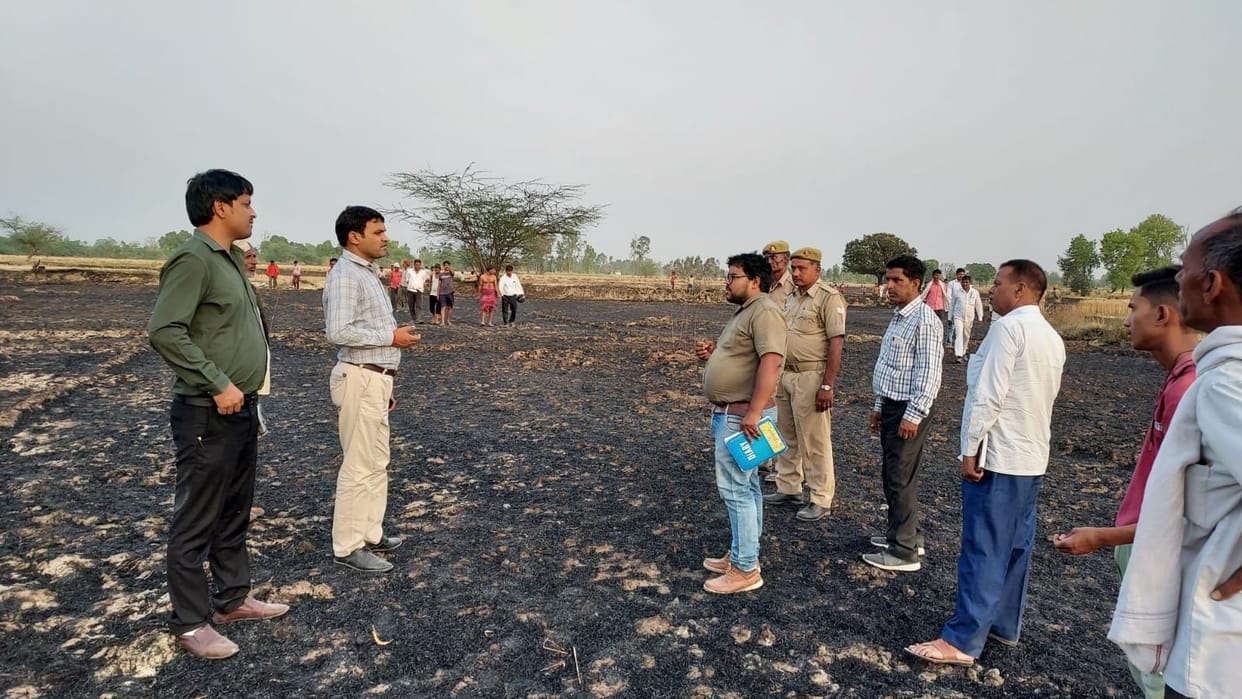 Kanpur Dehat : Fire broke out during stubble burning, 60 bighas of wheat crop ashes