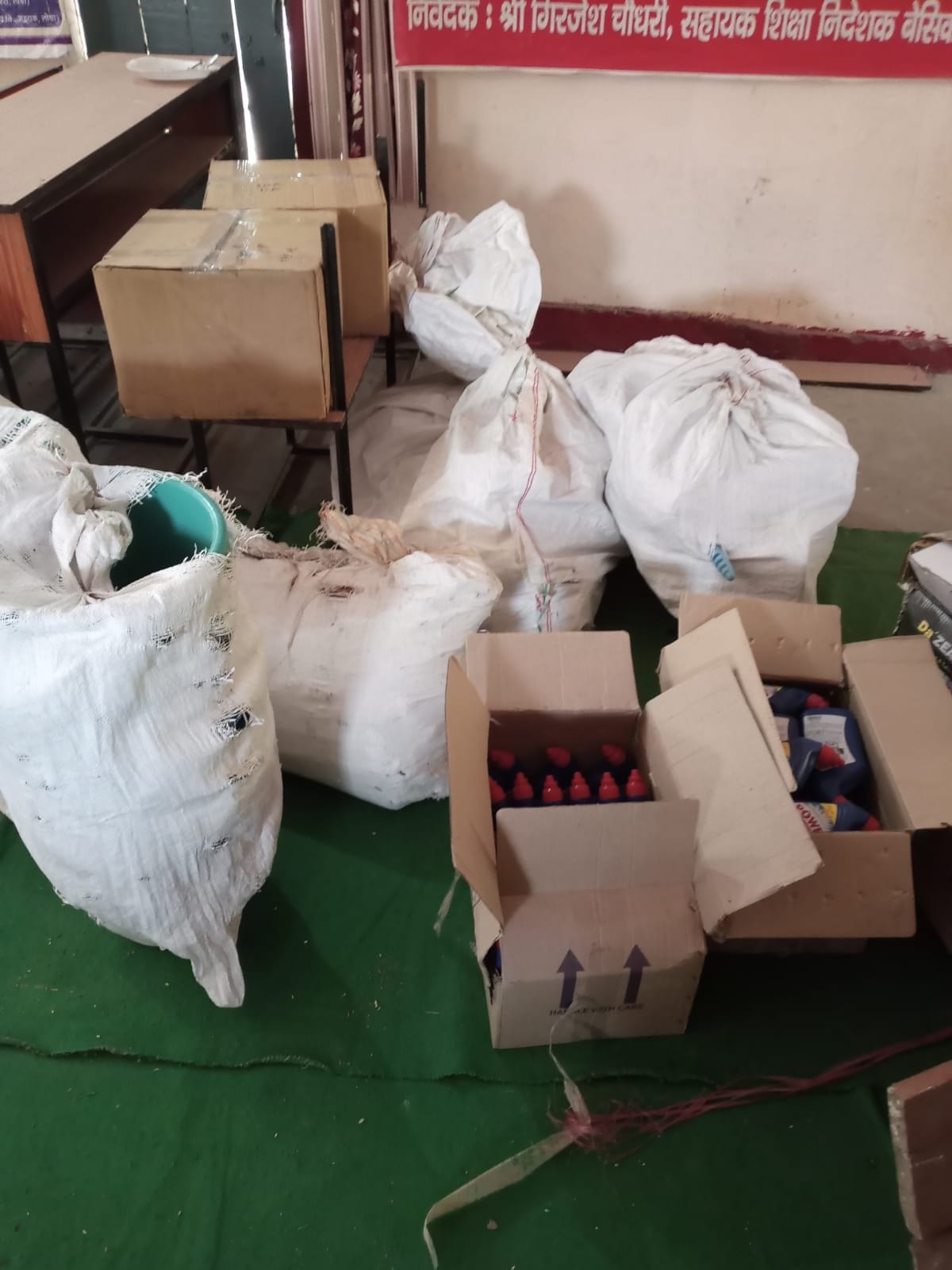 Sanitation kits being given to schools in the name of officers