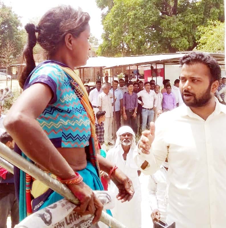 mentally retarded woman climbed on the tank in tehsil
