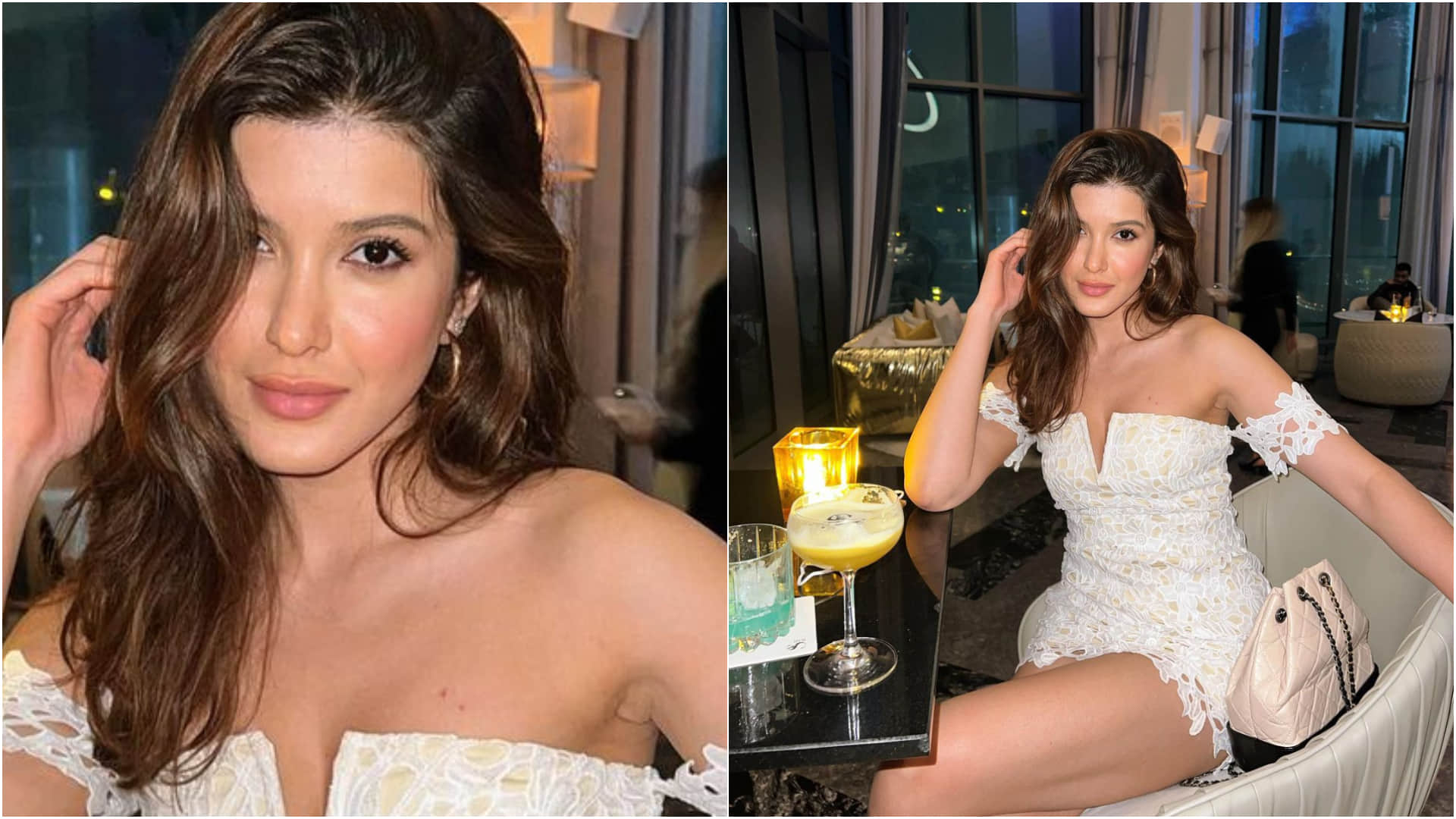 shanaya kapoor white mini lace dress wear for dinner date with mother