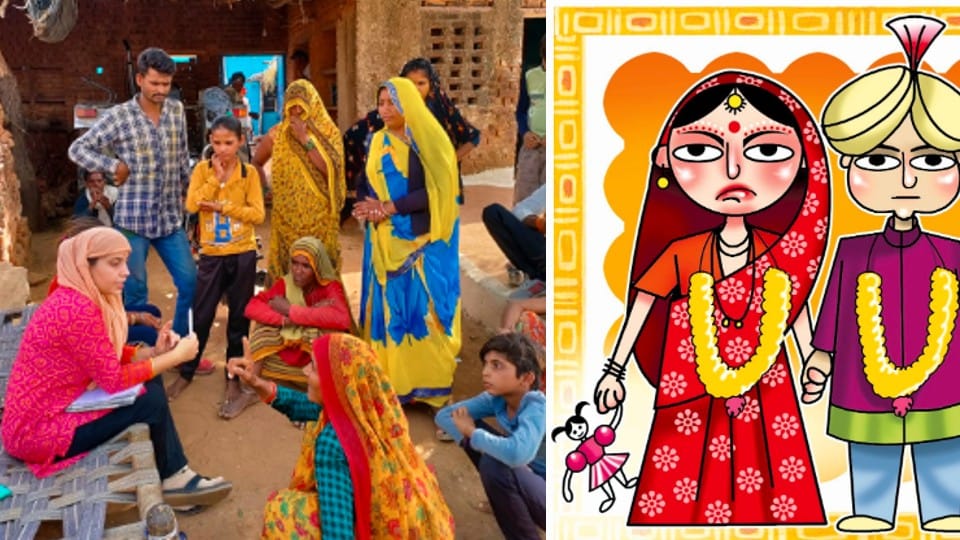 Shivpuri: The marriage of the girl child was taking place in Veerpur village, after reaching the spot, the team stopped the child marriage.