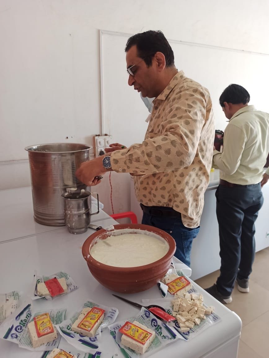 Food safety officer filled samples of desi ghee and curd in Tohana