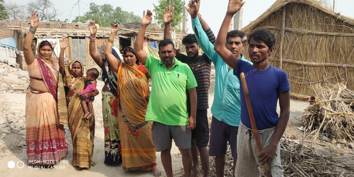 Harvesting victims demonstrated, sloganeering