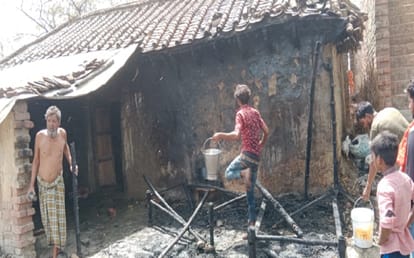 Fire wreaked havoc in Mau Cylinder blast due to short circuit fire one  child dies houses of six families  turn ashes