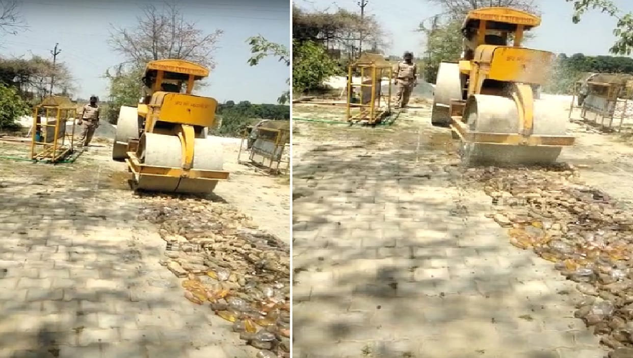 6163 liters of illegal liquor destroyed in Shahjahanpur