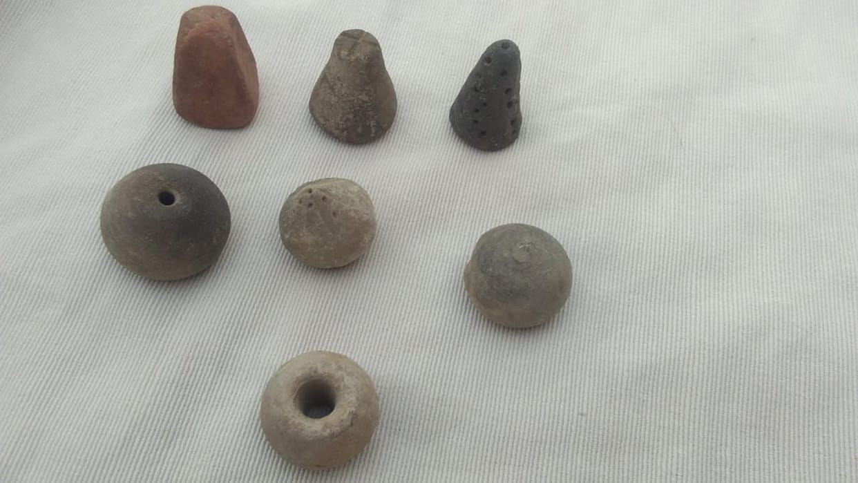 Jeetal coin and terracotta punch from the period of Iltutmish I found on the Karna court mound
