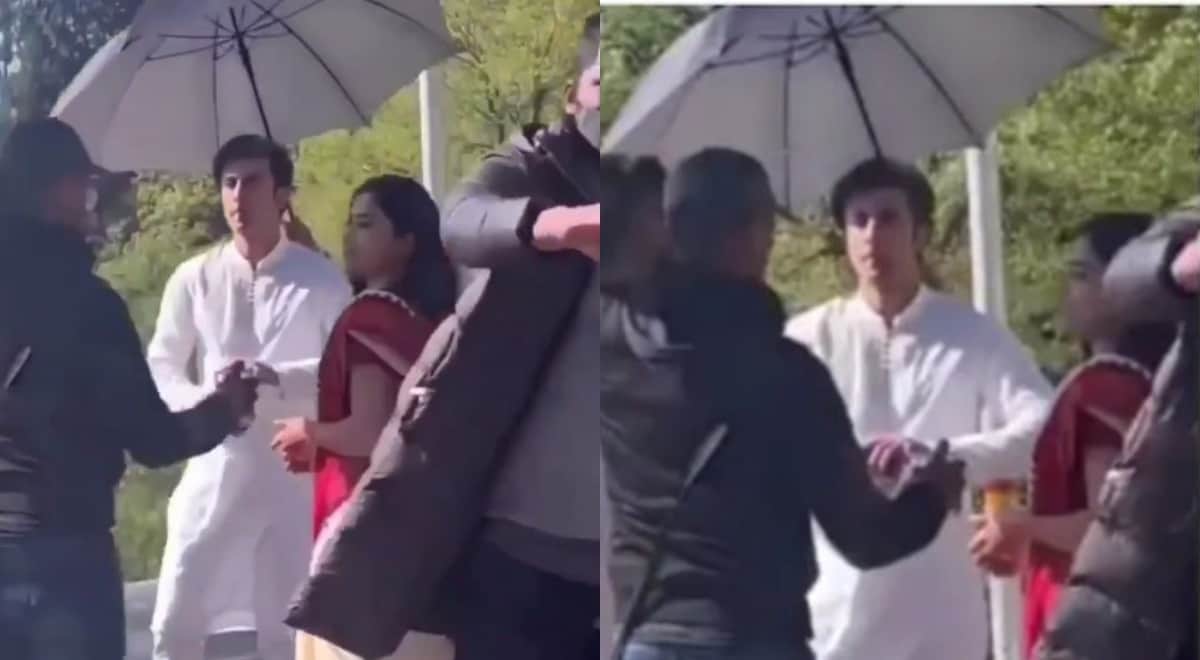 Ranbir Kapoor Rashmika Mandanna look leaked from the set of the film Animal the actor was seen in kurta pyjama