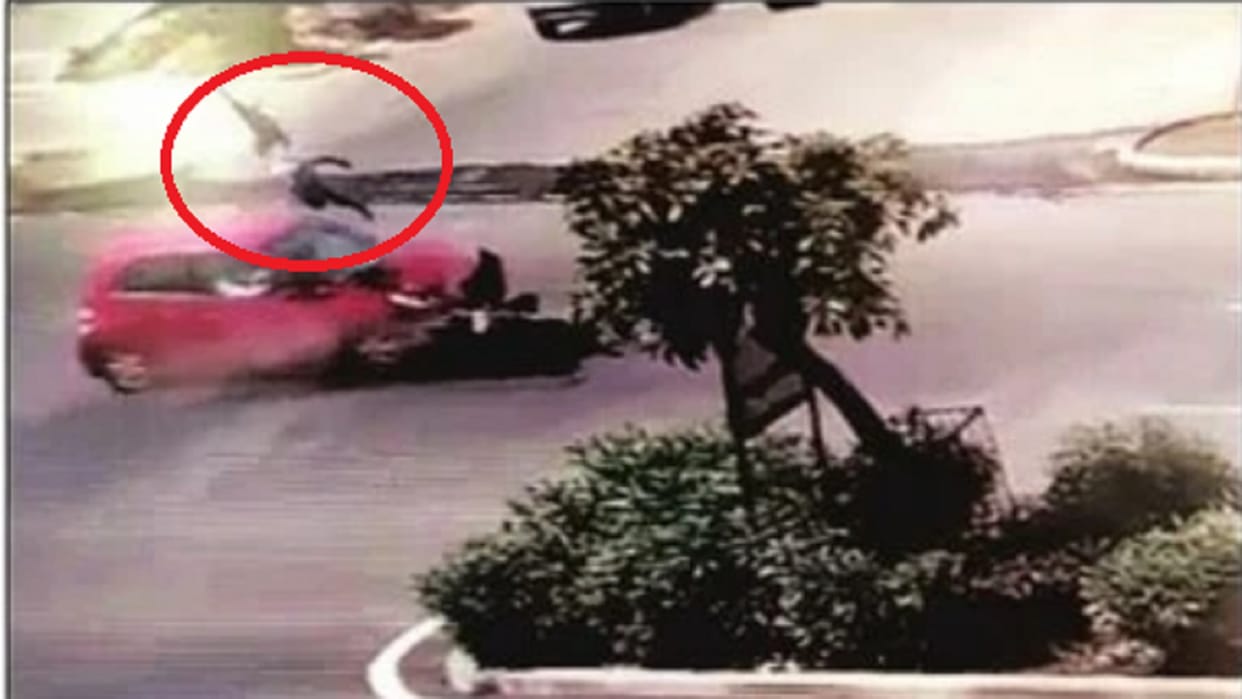 Young Man sprung up Six Feet Air Due to Hits of car in ghaziabad