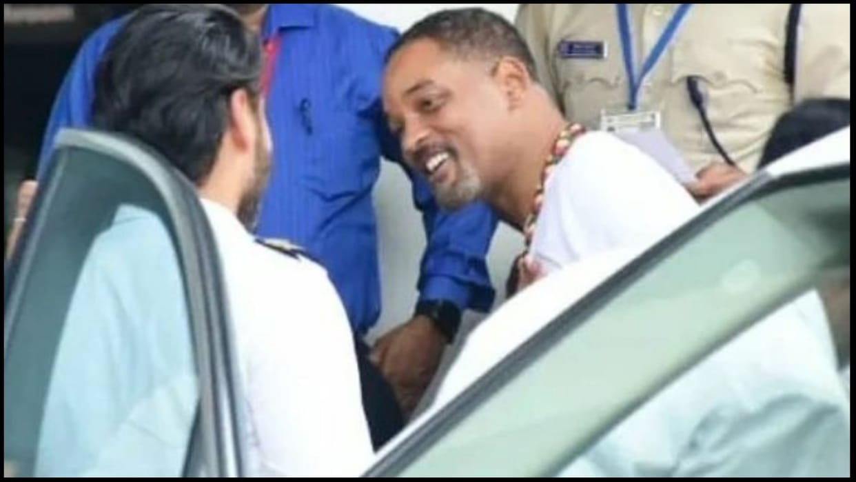 Will Smith makes first public appearance after Oscars slap row in India at Mumbai airport with a spiritual leader