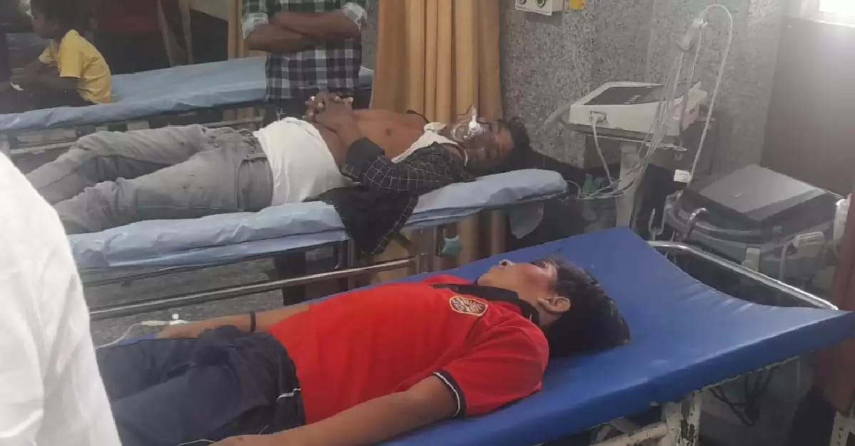 Road accident in varanasi School bus collides with scooty riden students  three including two cousins injured