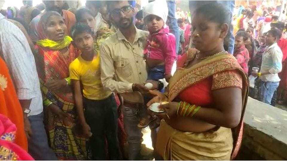Devotees Worship In Nagar Sen Baba Temple With Egg in Firozabad