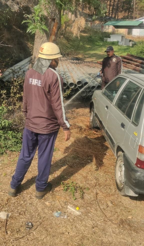 Car Set fire in Forest fire