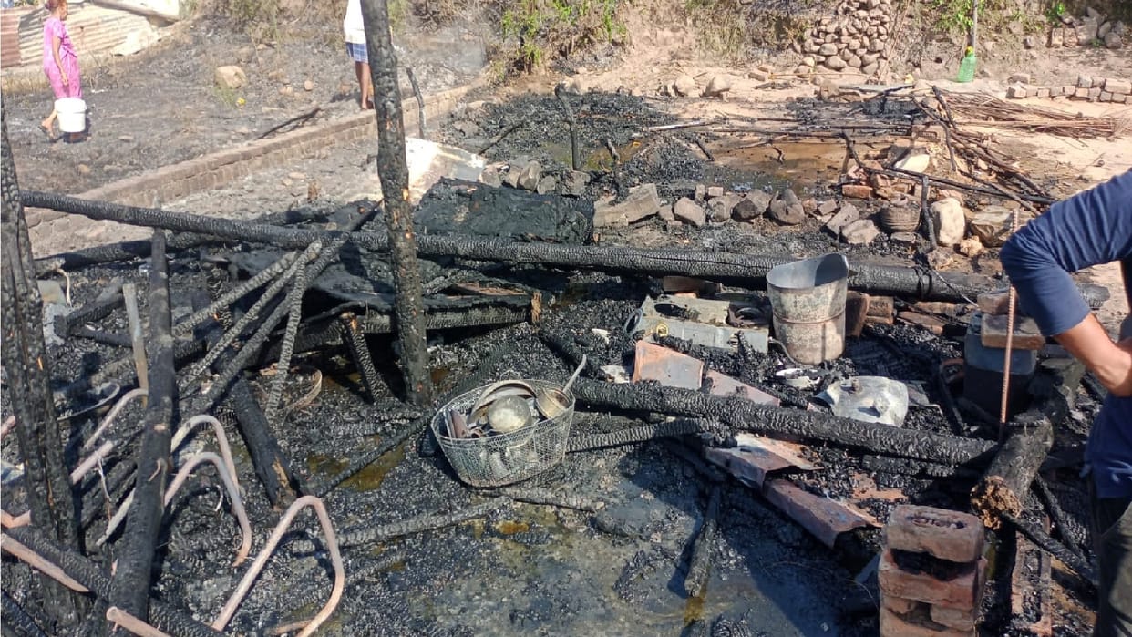Children set fire to house while playing hut burnt to ashes