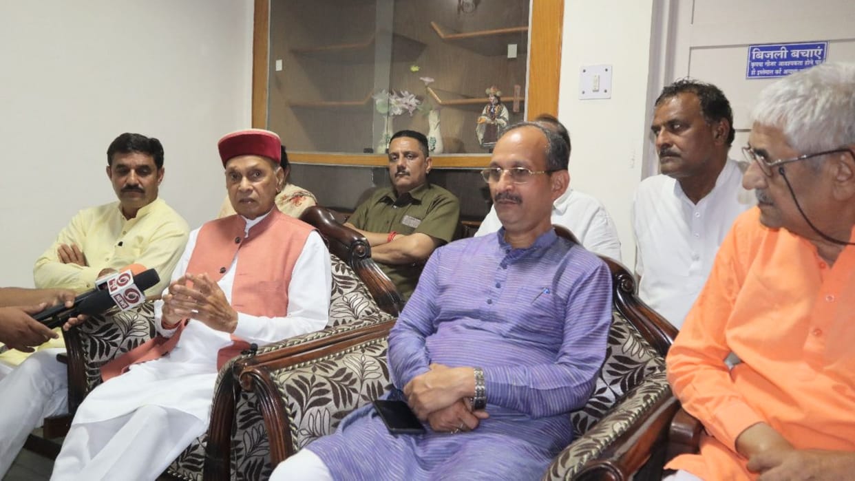 Prem Kumar Dhumal press conference in Una himachal Pradesh
