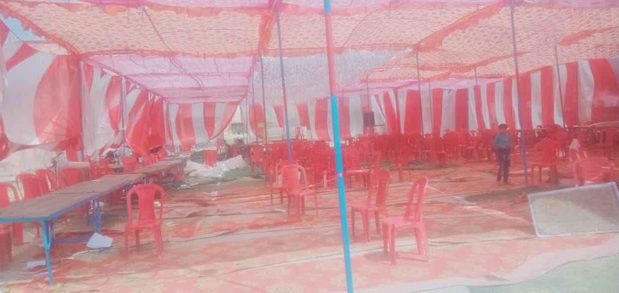 The tent of the health fair was uprooted as soon as Netaji left