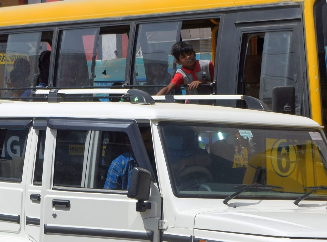 Unaware of the dangers, life at risk in school bus