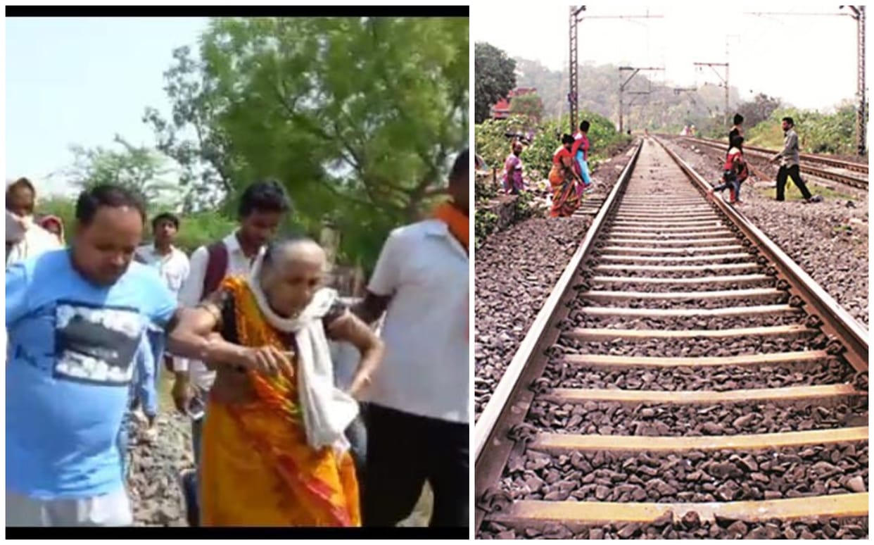 train passed over old woman who lying on railway track to commit suicide in varanasi people were surprised to see alive