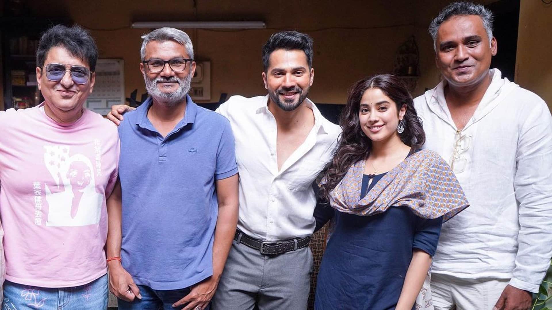 varun dhawan celebrates birthday on bawaal sets janhvi kapoor nitesh tiwari sajid nadiadwala join in celebrations see pics