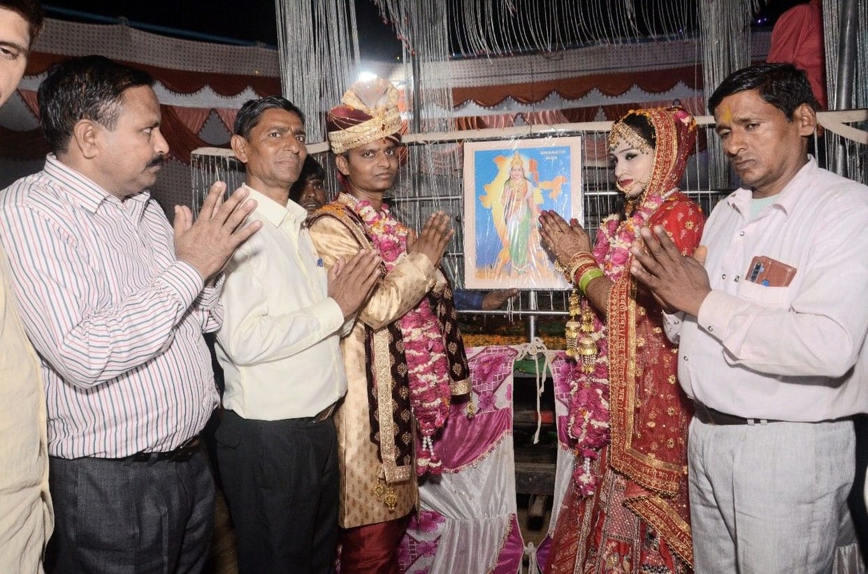 Marriage in front of Bharat Mata