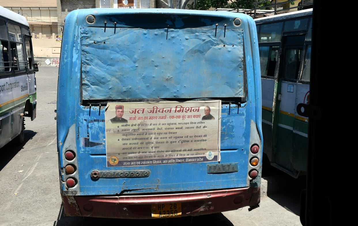 Most of the government buses being run with worn tyres, broken glasses