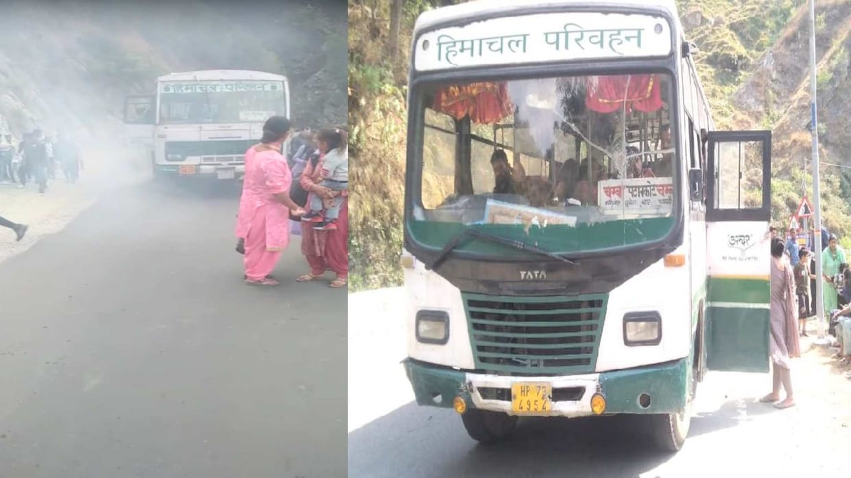Smoke started rising from HRTC's moving bus on Chamba-Jot road, stirred up passengers